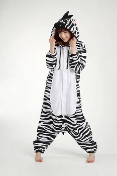 Nemokamas Pristatymas Naujos Zebra Pižama Gyvūnų Onesie Cosplay Kostiumų Pižamos Sleepwear Sleepsuit Unisex Suaugusiųjų Vienas Gabalas