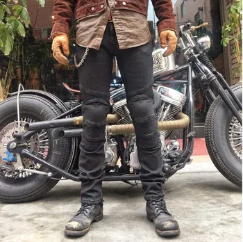 Nemokamas Pristatymas NAUJOS Žiemos plius aksomo šiltas Uglybros Džinsai Motociklo Jojimo Kelnės Apsaugoti Kelio Lokomotyvų kelnės