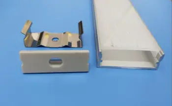 Nemokamas pristatymas pieniškas skaidrus led kanalo aliuminio led juostelės talpyklos būsto štampavimo profilis su galiniais dangteliais ir įrašus