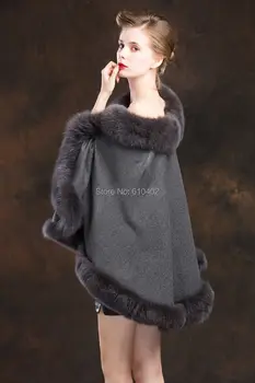 Nemokamas pristatymas/Ponia Originali Nekilnojamojo Kašmyras Originali Fox Fur Coat 