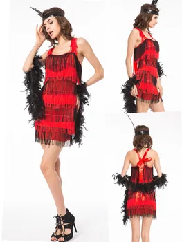 Nemokamas pristatymas Suaugusiųjų Juoda Riaumojimas Flapper Charleston Fancy Dress Kostiumai 20s Seksualus kostiumas 5 spalvos S,M,L,XL,2XL SANDĖLYJE