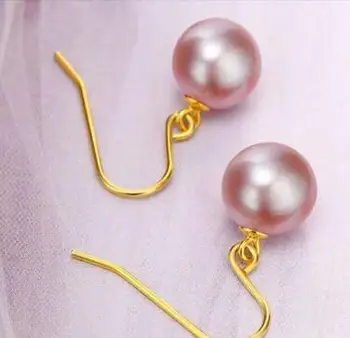 Nemokamas pristatymas žavinga blizgesį AAA 10 - 11mm pietų jūros levandų perlo auskaru 14