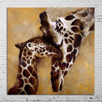 Nemokamas pristatymas Žirafa Meilės Handpainted Modernios Sienos Menas Abstraktus Gyvūnų Naftos Tapyba Ant Drobės Namų Dekoro