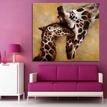 Nemokamas pristatymas Žirafa Meilės Handpainted Modernios Sienos Menas Abstraktus Gyvūnų Naftos Tapyba Ant Drobės Namų Dekoro