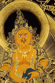 Nepalas Tibeto Lamos grynas ranka-dažytos Thangka tapybos juoda Tango 49*38 cm geltona Mammon portretas