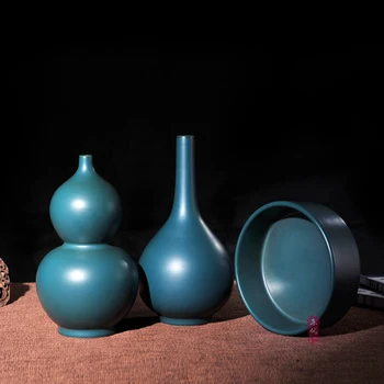 Nespalvoto glazūra vaza Jingdezhen povas glazūruotos keraminės vazos, vazos, papuošalai mažosioms blue Europos retro stiliaus vaza