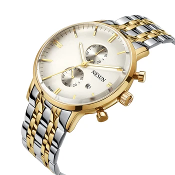 Nesun vyriški Laikrodžiai Prabangos Prekės Pilietis Kvarco judėjimas, Žiūrėti Vyrai Chronograph Laikrodžius Vandeniui reloj hombre N8601-S3