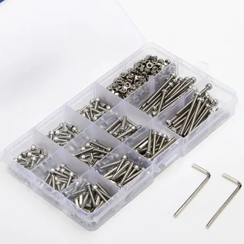 New 442pcs M3 (3mm) A2 Stainless Steel DIN912 Allen Bolts Hex Socket Head Cap Screws Allen Wrench With Nuts Assortment