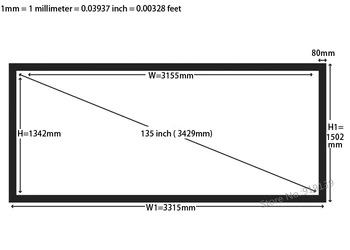 Neįvykdyti Kokybės Vaizdą projektoriaus Ekrane 135inch 2.35x1 Fiksuoto Rėmo tvirtinimo prie Sienos Ekranai Paramos 4K Projektoriaus