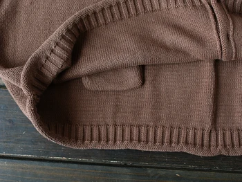 NINI STEBUKLŲ ew pavasarį, rudenį vientisos spalvos knited medvilnės derliaus Moterų megztinis ilgomis rankovėmis atsitiktinis megztinis femenino Purus kailis