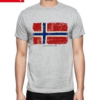 Norvegijos T Marškinėliai Mados Europos Norvegijos Nacionalinės Vėliavos Dizainas, T - marškinėliai Vyrams Medvilnės Trumpas Viršuje Nostalgiškas Nuostabi Tee Vyriška