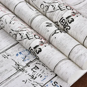 Nostalgišką Retro Medžio Lentų Medienos Tekstūros Raštas Bokšto Modelis Tapetai Kambarį Mados Drabužių Parduotuvė Dekoratyvinės Tapetų