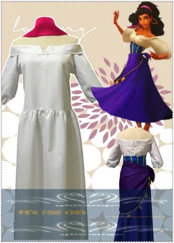 Notre Dame Kuprius Esmeralda cosplay kostiumų violetinė suknelė