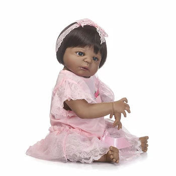 NPKCOLLECTION nemokamas pristatymas atgimsta juoda mergaitė lėlė su pilna vinilo mergina kūno lėlės geriausi žaislai vaikams Gimtadienio
