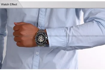 NUGALĖTOJAS automatinis Laikrodžiai Firminių Mens Classic Nerūdijančio Plieno Savarankiškai Vėjo Skeletas Mechaninė Žiūrėti Mados Kryžiaus Laikrodis
