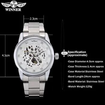 NUGALĖTOJAS vyrų mados atsitiktinis mechaniniai laikrodžiai plieno juosta sidabro atveju laikrodžiai karšto prekės skeletas laikrodžius relogio masculino