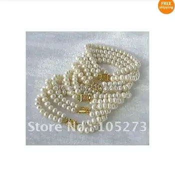 Nuostabu! Didmeninė 5vnt/daug perlų apyrankė AA 7-8MM Baltos spalvos, Originali Gėlavandenių perlų apyrankė 7.5