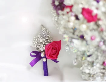Nuotaka Lašas Sagė puokštė užsakymą pagaminti Vestuvių Violetinė ir rožinė Papuošalai Nuotaka 's nuotakos puokštės Ašaros, turintis gėlių dekoracija