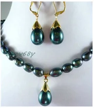 Nuotakos Žavinga juoda perlų karoliai, auskarai žodis mujer moterų 925 sidabro bauda kokybės juvelyrikos pobūdžio šviežių pearl grandinės