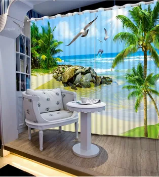 Nuotrauka Pritaikyti dydžio 3d beach dekoracijos užuolaidas kambarį Namų Dekoro Kambarį Gamtos Menas