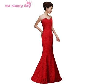 Nėriniai oficialų ilga raudona paprastų moterų suknelė undinė nėrinių šalis suknelės chalatai 2018 undinė grindų ilgis vakare gown dress W2119