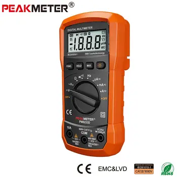 Oficialus Peakmeter Geriausias maža kaina, Kišeninio Dydžio LCD ekranas AC DC 2000 skaičiuoja Auto Asortimentą Skaitmeninis Multimetras PM8233 serija