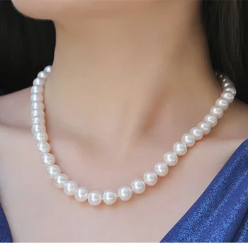 Originali Itin prabangus natūralus 7-8mm nearroundround perlų Karoliai Mados perlų papuošalai moterims, Nemokamas pristatymas