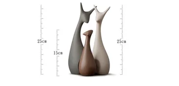 OUSSIRRO 3Pcs/set Keramikos Elnias Namų Dekoro Amatų Kambario Dekoravimo, Rankdarbių Ornamentu Porceliano Gyvūnų kačių figūrėlės Papuošalai