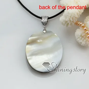 Ovalo formos jūros balta vaivorykštė abalone seashell motina perlų austrių sea shell pakabukas karoliai 2013 ponios mados juvelyrika