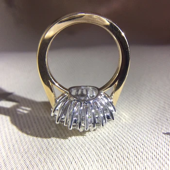 Ovalo formos Moissanite Vestuvinis Žiedas 10CTW 14x12MM DF Bespalvis Lab Diamond Akcentas 14 KARATŲ Balto ir Geltono Aukso Vestuviniai Žiedai Moterims