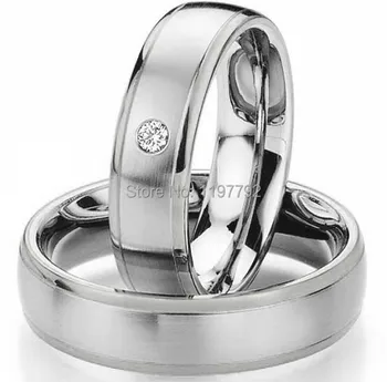 Pagal užsakymą pagaminti sidabro spalvos titano plieno sužadėtuvių, vestuvių žiedai rinkiniai poroms
