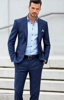 Pagal užsakymą pagaminti slimming groomsman vestuvių royal blue geriausią vyro imtis ginklą apykaklės vyrų kostiumas jaunikis (Striukė+Ziajać+Liemenė+Kaklaraištis)