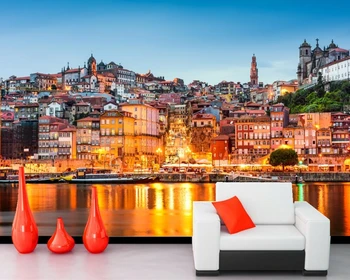 Papel de parede namai Upes Vakare Porto Douro Upės Gatvėje tapetai,restoranas kambarį televizija miegamojo sienos užsakymą 3d freskos