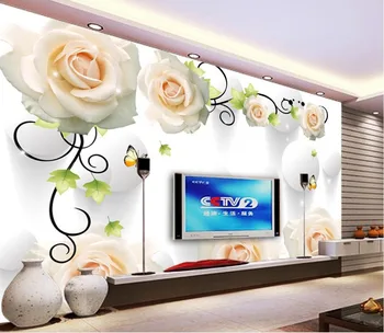Papel parede sienų tapetai, rose 3d tapetai, TV foną gyvenamasis kambarys sofos, freskos fone