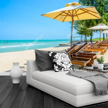 Paplūdimys tapetai,Lova beach atogrąžų paplūdimio,gamtos kraštovaizdžio, gyvenamasis kambarys, miegamasis parduotuvėje fone, vinilo tapetai