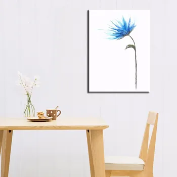 Paprasta Nauja Sukurta Graži Mėlyna Gėlė ant Drobės Viena Gėlė Aliejaus Tapybai už Kambario Dekoro Šiuolaikinio Abstraktaus Meno Sienos Nuotraukas