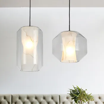 Paprasta Post-modernių Stiklo Imitacija Marmuro Pakabukas Šviesos Kūrybos Miegamojo, Kavinė, Baras, Restoranas LED žibintai Nemokamas Pristatymas