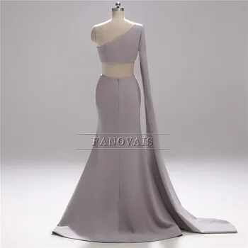 Paprasto Dizaino iš Dviejų dalių, Vakare Gown Vieną Petį ilgomis Rankovėmis Undinė Prom Dresses 2017 Seksualus Vestido de Fiesta Longo PD65
