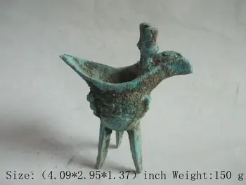 Parengti Kinijos antikos imitacija, senų shang dinastija bronzos paviršiaus nuo rūdžių, trikojo kojos vyno taurės 2-Ojo