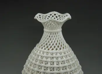 Parengti Kinijos Apdailos rankų darbas Raižyti ažūrinės figūrinių Dehua Balto Porceliano Vaza