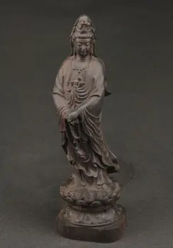 Parengti Kinijos dekoratyvinis rankinis senas juodmedžio medienos guanyin statula
