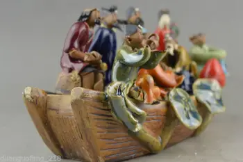 Parengti Kinijos Klasikinės Kolekcines, rankų darbas Seno porceliano Kinija 8 nemirtingas valtis statula