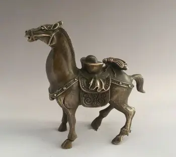 Parengti Kinijos Kolekcines Senojo Stiliaus Aukso luito & arklių vario laimingas statula