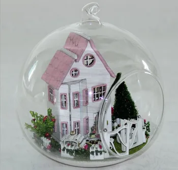 Pasakų princesė villa Stiklo kamuolys mediena modelis namai montavimas lėlių 