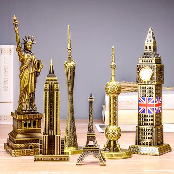 Pasaulyje žinomas Eifelio Bokšto orientyras pastatas metalo modelį, Big Ben, gimtadienio dovana, papuošalai, namų dekoravimo reikmenys statula