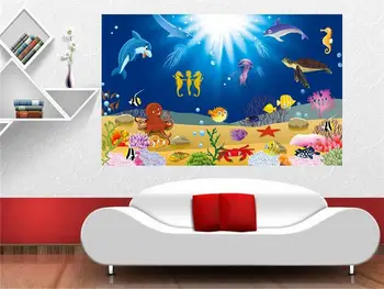 Pasirinktinis dydis 3d foto tapetai kambarį freskos neaustinių siena lipdukas animacinių filmų povandeninį pasaulį tapyba fone sienos popieriaus
