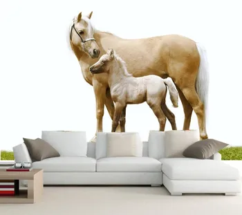 Pasirinktinius nuotraukų 3d freskomis,Arkliai, Dvi Gyvūnų hd tapetai,valgomasis, gyvenamasis kambarys su sofa-lova, TV wall vaikų, miegamojo tapetai, 3d freskos