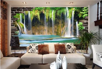 Pasirinktinius nuotraukų 3d sienų freskomis tapetai Kalnų kriokliai tekančiu vandeniu tapybos dekoro nuotraukos tapetai kambarį