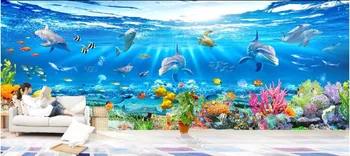 Pasirinktinius nuotraukų 3d tapetai Povandeninis laivas pasaulyje povandeninis kraštovaizdis žuvų, koralų 3d sienų freskomis tapetų sienos, 3 d kambarį