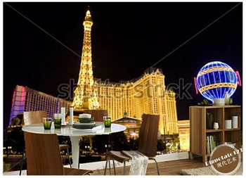 Pasirinktinius nuotraukų foną, Las Vegas Strip naktį didelės freskos vinilo tapetai Papel de parede už kambarį TELEVIZIJOS sienos